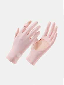 1 双女士夏季露指手套，防紫外线摩托车骑行手套，驾驶必备防晒手套，中空掌触屏防滑透气手套 - 彩色 - 查看 12