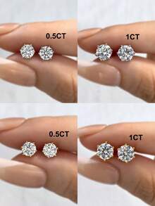 1 Pair 925 Sterling Silver 0.5-1 Carat Moissanite Lace Six-Claw Stud Earrings, Minimalist & Elegant Women's Earrings, Ideal Gift For Christmas, Daily Wear And Dates - Lace Moissanite Earrings - View 7