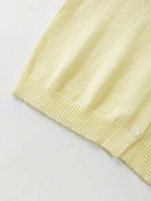 FOR BEAUTY Women's Cream Yellow Button Knit Cardigan, Soft & Sweet, Loose & Casual, Elegant & Versatile Slouchy Sweater Jacket, Spring/Summer - Bright Yellow - View 11