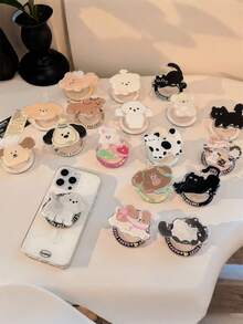 韩式可爱动物磁吸手机支架 - 弹出式伸缩支架，适用于手机/平板电脑，桌面气囊手机配件，兼容和安卓手机，生日礼物，送给朋友和家人，兼容和安卓手机，生日礼物，送给家人和朋友的礼物，生日推拉式手机支架，手机配件