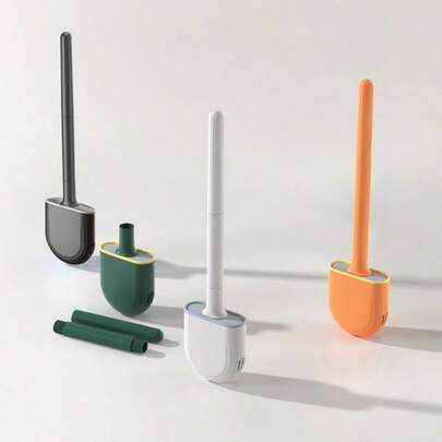1pc Soft Silicone Toilet Brush For Tight Spaces, Thorough Cleaning