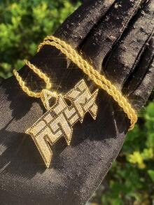 DUBSS 男士项链吊坠，5A级立方氧化锆嘻哈饰品 - 字母 - 查看 10