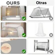 Mosquitero para Cama, Plegable Mosquitera Cama -Up (180 * 200 * 165 cm), Mosquitera Tienda de Campaña, Portátil Mosquito Cortina, con Cremallera 2 Entradas(default) - Multicolor - Ver 5
