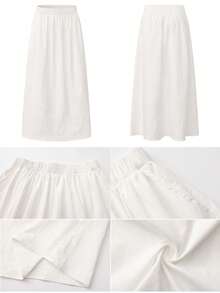 YIU 女士白色百褶喇叭长裙，涤纶材质，无弹力，适合休闲穿着 - 白色 - 查看 10