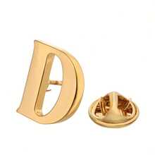 1pc Gold Alloy Letter Brooch Pin - Unisex Streetwear Design, Suitable For Suits, Shirts, Jackets - Halloween, Thanksgiving, Teacher's Day, Graduation, Shirt Button Decoration, Fun Letter Badge, Smooth Surface Pin, 26 Letter Gold Brooches, 20K Plated Unisex 26 Letter Brooch Pin - Letter Brooch - View 7