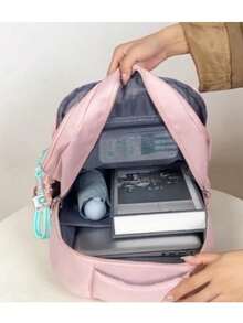 Minimalist, Unisex College-Style Backpack, Ideal For Casual Travel, School Backpack, And Travel Bag. - Màu tím - Xem 4