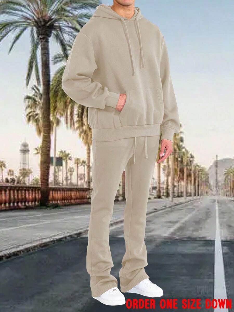 Mens 2-Piece Stacked Sweat Pant And Hoodie Tech Fleece Sweat Set - YẾN MẠCH - Xem 1