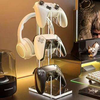 Acrylic Game Controller Stand - Desktop Display Holder, Suitable For Game Controllers And Accessories, Portable Clip Design, Essential For Office Desk Organization, Work Space Organizer, Minimalist Storage Box, Modern Storage Container, Lightweight Storage Bag, Clip Organizer, Console Gamers, Gaming Enthusiasts