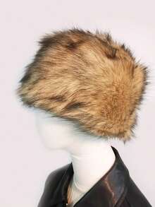 1pc Women's Soft Fluffy Warm Knitted Hat, White, Suitable For Autumn/Winter Decoration