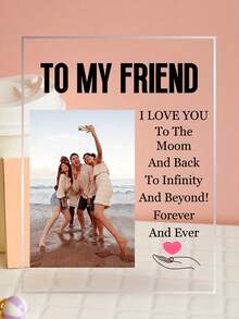 [2D Flat] Customize Acrylic Song Block Plaque With Custom Photo & Text - "To My Friend, I Love You To The Moon And Back" - Durable Acrylic Sign For Birthday & Friendship Celebrations, Birthday Gift|Customizable Acrylic Sign|Durable Acrylic Sign
