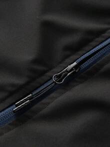 Men's Hooded Jacket, With Zipper Closure, Patchwork Design, Fashion Minimalist, Suitable For Daily Wear Or Light Outdoor Occasions - Blue - View 6