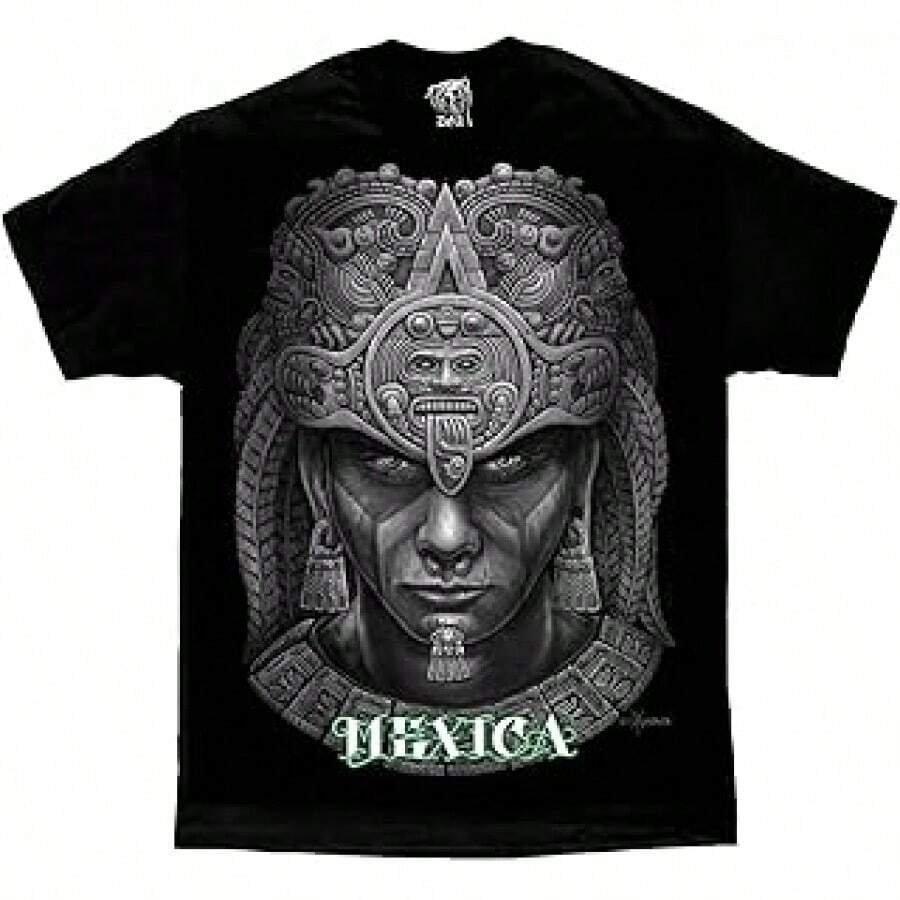 Mexica   Mexico Calendar Chicano Art By David Gonzales DGA T Shirt XXXX-Large Black - Màu sắc chính của bức tranh - Xem 1