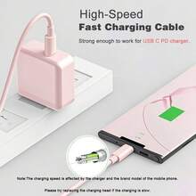 USB-C 轉 Type-C 充電數據線 [3.3FT/6.6FT] 長距離快充線，USB-C 電源線，相容 iPhone 17/16/15 Pro/Pro Plus/Pro Max，相容 Galaxy S26/S25/S24/S23/S22，Pro/Air 及更多機型，手機充電線 - 粉色 - 查看 2