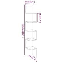 Étagère d'angle vidaXL Gris Sonoma 20 x 20 x 127,5 cm, matériau à base de bois - Multicolore - Voir 8