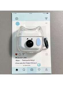 1 件透明 3D 蝴蝶结猫 Apple 蓝牙耳机盒带吊坠，兼容 Apple Pro 1/2/3/Pro 2/4（不含耳机） - 無色 - 查看 2