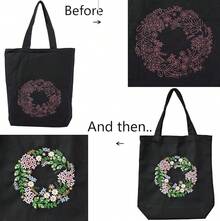 EstiloTendenciaKit De Bordado Para Bolsa De Lona Con PatróN Para Principiantes. Kits De Manualidades De Bordado DIY Para Adultos. Incluye Instrucciones, Dedal, Bastidores De Bordado E Hilos De Colores (CR002 Jinxiumixiang)Calidad PremiumVersióN Mejorada - CR002 huafanyunyu negro - Ver 6