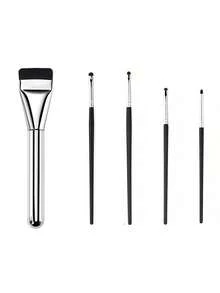 1 Professional Liquid Foundation Makeup Brush+4 Eye Shadow Eyeliner Detail Makeup Brush Sets, Ultra-Thin Flat Brush Head, Can Create Flawless Makeup, Suitable For BB Cream, Concealer Cream And Liquid Foundation, Can Also Be Used As Facial Mask Makeup Brush - Multicolor - View 13