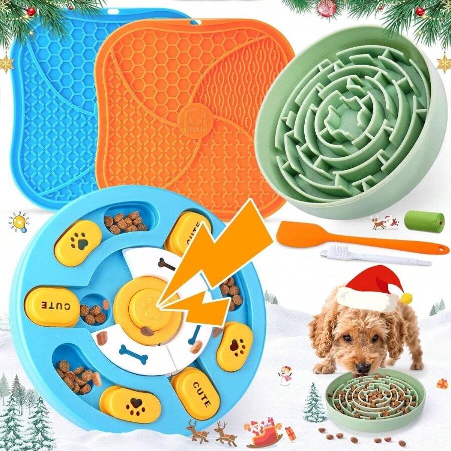 - Rounded Dog Enrichment Toys Set U2013 Keeps Dogs Busy With Mental Stimulation Slow Feeding, Includes Dog Lick, Puzzle Slow Feeder Bowl Boredom - 最初的 - 查看 1