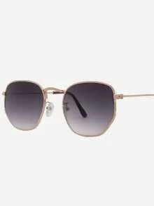 Hexagonal Square Sunglasses For Men And Women, Vintage Sunglasses - 玫瑰紅 - 查看 2