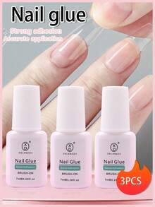 3支装强力美甲胶水，粉色亚克力美甲液，适用于按压式美甲，配有美甲胶水刷，持久耐用，适用于亚克力美甲贴片 - 淺粉色 - 查看 9