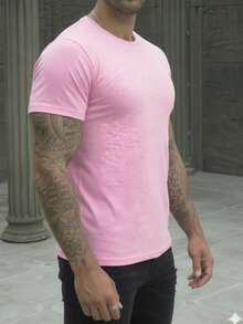 Playera básica para hombre de diseño minimalista y corte clásico tela RIB  slim FIT | playera básica hombre  camiseta minimalista hombre  ropa casual hombre  playera corte clásico  playera ligera cómoda  playera casual diaria  camiseta moderna hombre  playera estilo urbano  playera versátil hombre  outfit casual básico hombre - Rosa - Ver 3
