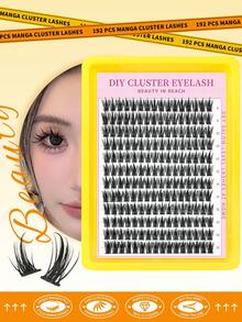 384/192 Cluster Beginner-Friendly Single-Knot Light Brown C-Curl Tapered Tip False Eyelashes | Fluffy DIY Cluster Fake Lashes 8-18mm Mixed Length | Easy To Wear Natural Lengthening Lashes, Suitable For Daily/Party And All Eye Shapes - C - View 5