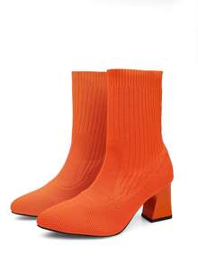 Women's Ankle Boots, Pointed Toe, Chunky Heel, Solid Color Design, Simple Style, Casual And Comfortable, Fashionable And Gorgeous, Elegant And Unique, Suitable For Home Office And Daily Commuting. - trái cam - Xem 5