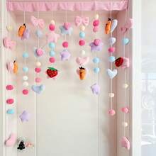 1件梦幻心形串帘，无需钻孔，韩式甜美装饰，飘逸少女风，适用于厨房、浴室、卧室门口装饰