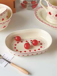 1 Bộ đồ ăn bằng gốm sứ hình trái tim kiểu Pháp, Đĩa hình trái tim phong cách cung điện cao cấp, Bộ đồ ăn gia dụng bao gồm cốc, bát, đĩa, Thích hợp cho gia đình, nhà hàng, quán cà phê, cửa hàng tráng miệng, quà tặng, tiệc tùng - Nhiều màu - Xem 6