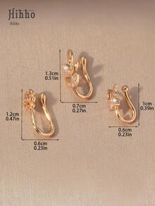 Hihho 3 件/套 流行水钻叶子和心形装饰鼻套 铜色 简约时尚 适合女士和女孩 情人节