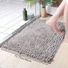 1pc Simple Light Grey Soft Chenille Absorbent And Non-Slip Bathroom Rug, Also Suitable For Room Decoration Home Bathroom Decor Floor Carpet Outdoor Rug Door Mat Fall Decor Bathroom Accessories Back To School Entryway Decor - Light Grey - View 7