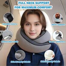 Portable Support Pillow For Travel, Compact Design For Airplane And Car Use, Grey - Default - View 3