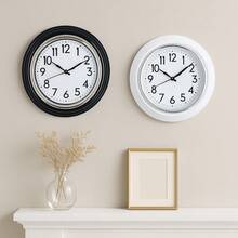 Relógio de Parede Grande 30cm Redondo Silencioso Elegante Para Cozinha Sala Escritório Quarto - Branco - Visão 2