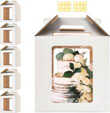 Cajas para tartas de 14 x 14 x 14 pulgadas de alto con ventanas, paquete de 5 cajas grandes para pasteles de boda de 12 pulgadas y 14 pulgadas para pasteles de nivel, portador de pasteles - 1 - Ver 7