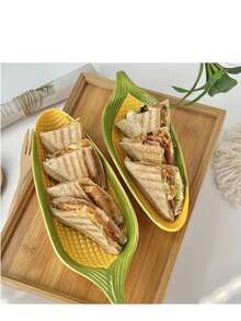 1 Piece Of Creative Corn-Shaped Ceramic Serving Tray – Perfect For Bread, Desserts, Snacks, And Sushi. Food-, Ideal For Use In Home Kitchens And As A Harvest Festival Gift Or Food Serving Tray. - 彩色 - 查看 3