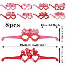 6pcs/8pcs Valentine's Day Party Decoration Glasses; Wedding Decoration Funny Photo Props Valentine's Day Paper Glasses - Multicolor - View 5