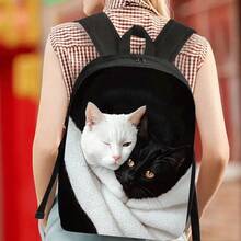 1pc Black And White Cat Large Capacity 17-Inch Casual Backpack With Laptop Compartment, Adjustable Shoulder Straps, And Water Bottle Holder - Durable Lightweight Design For School, Work, Travel, And Picnics - Unique Gift For Family And Friends, Backpack For School, Work Commute, And Travel, Playful Design, Sturdy Construction - màu đen - Xem 1