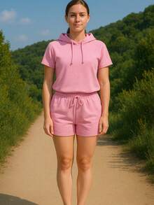 Women Two-Piece Outfits - Pastel Pink - View 2