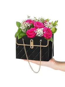 1/3 hộp quà giấy hoa hồng trang nhã, hộp hoa hình lập phương bằng bìa cứng chắc chắn có tay cầm - Thích hợp cho đám cưới, Ngày của Mẹ, Ngày Valentine và các dịp khác - Thiết kế kiểu túi xách sáng tạo, trang trí hoa đan, hộp quà bền đẹp, hộp quà hoa. - Nhiều màu - Xem 6