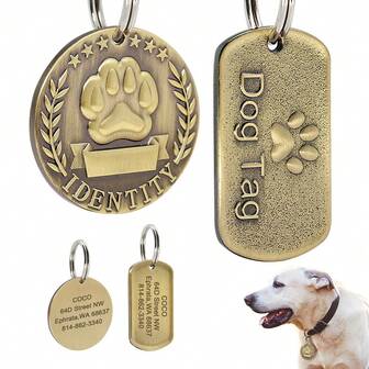Stainless Steel Pet ID Tag, Engraved Dog Tag, Pet Identification Pendant Keychain