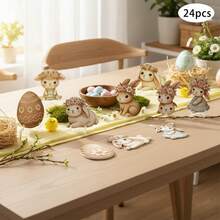 Adornos para árbol de Pascua, conejito de flores rústico, mini adornos de madera para el hogar. - Multicolor - Ver 3