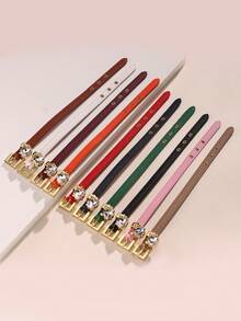 1pc Faux Diamond Bracelet, Leather Cuff With Rhinestones, High-Quality Electroplated Non-Fading, Suitable For Women's Daily Wear, Holiday Gift Choice