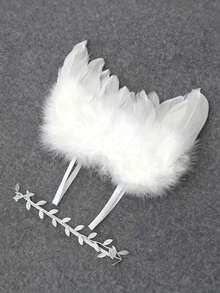 1set Flower Headband & Feather Wings Newborn Photography Prop Baby Adorable Decorative Item Baby Shower Family Decorations Gifts Baby Shower Easter Gifts Things For Girls/Boys