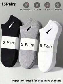 10/15/20 Pairs Of Unisex Socks For Men And Women, Sports Socks, White/Black/Gray Short Socks, Comfortable Ankle Socks With A Slash Pattern,-Absorbing And Breathable Classic Versatile Plain Simple Fashion Socks For Couples, Suitable For Daily Casual Wear. - Black and White - View 9