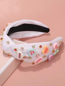 1 chiếc băng đô cài tóc hình trái tim XOXO dành cho nữ, màu hồng, phụ kiện tóc ngày Valentine, băng đô cài tóc, phụ kiện tóc quà tặng ngày Valentine, phụ kiện đội đầu, băng đô cài tóc - trắng - Xem 2