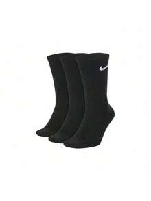 Nike Logo 运动高帮袜，训练健身中筒袜，男女通用，白色，多双装 - 黑色 - 查看 9