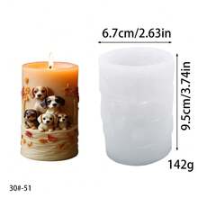 1pc Cute Puppy Shaped Silicone Candle Mold, Aromatherapy Candle Series - White - View 11