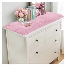 Pink Table Runner 36 Inch, FluffyFur Dresser Runner For Bedroom Nightstand, Pastel Pink Table Scarf For Coffee Table, Wedding Decor - Multicolor 601 - View 5