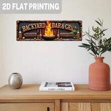 2D Flat, 1pc Rustic Backyard Bar & Grill Aluminum Wall Sign - Vintage  Metal Decor With "Welcome Good Time" Design - Multicolor - View 5