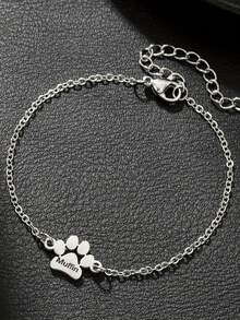 Personalized Name Cat Paw Bracelet, Customized 1-3 Name Bracelets, Cute Cat Paw Shaped Bracelets, Women's Bracelets, Pet Enthusiast Gifts, Commemorative Furry Animal Gifts, Valentine's Day, Birthday Gifts - Multicolor - View 5